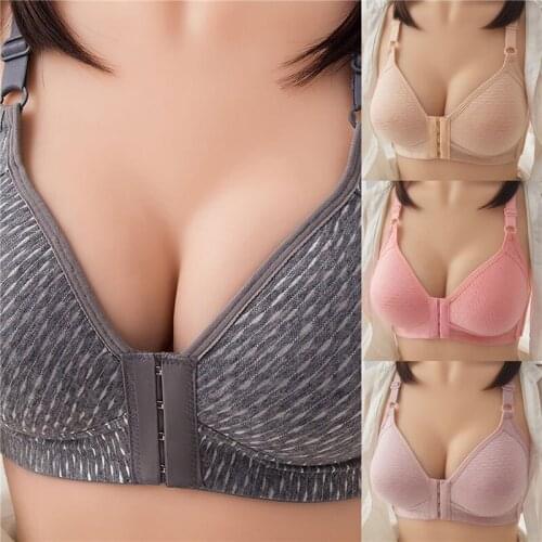 Sexy Push Up Bra Front Closure Solid Color Brassiere Wireless Bralette Breast Seamless Bras For Women Underwear Plus Size 36-44