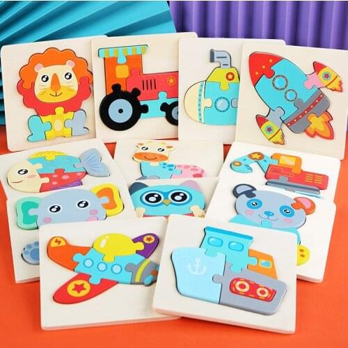 Childrens puzzle wooden 3D cartoon animal three-dimensional puzzle childrens early education toys educational games toy gifts