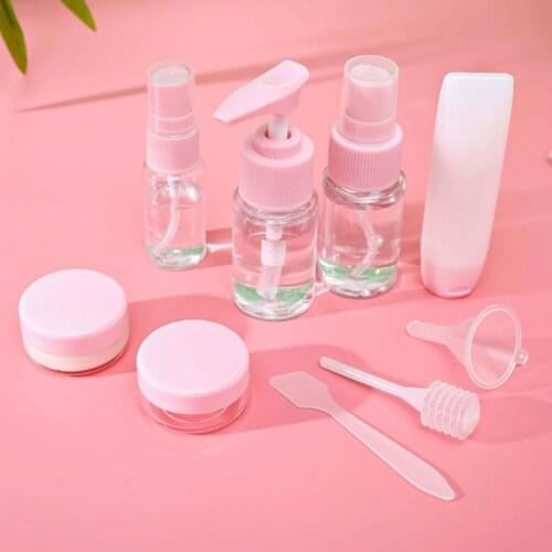 11 pcs/Set Travel Mini Makeup Cosmetic Face Cream Bottles Plastic Transparent Empty Make Up Container Travel Accessories