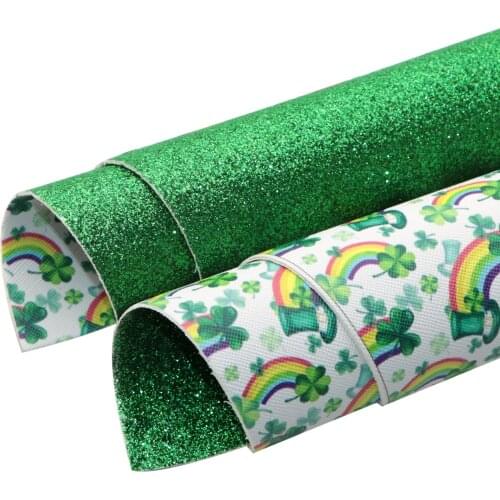 20x33cm St. Patricks Double Side Faux Synthetic Leather Fabric For Bow-knot Bags Wallet Earring Phone Case DIY,1Yc15688