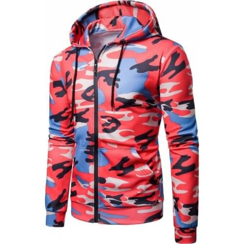 European Slim Fit Male Sweatshirts 2020 New Autumn Winter Men Camo Hoodie Sweatshirts Casual Zipper Men Hoodies Jacket Plus Size