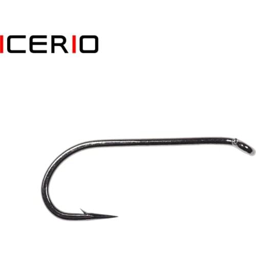 ICERIO 30PCS Classic Standard Barbed Wet Nymph Fly Tying Hook High Carbon Steel Forged Trout Hook