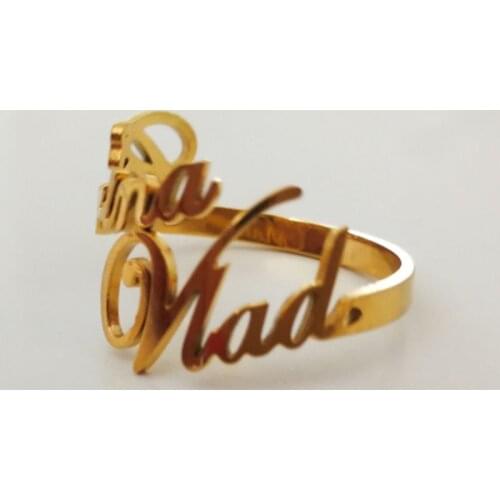 Personality double name ring, charm ladies stainless steel custom two names, couple jewelry, mens Anel Bague birthday gift