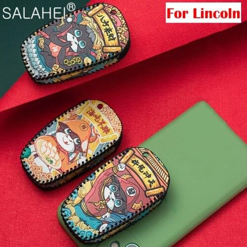 Leather Car Key Case Cover Remote Shell For Lincoln MKC MKZ MKX MKT MKS Nautilus Navigator TownCar MarkⅧ Auto Car Accessories