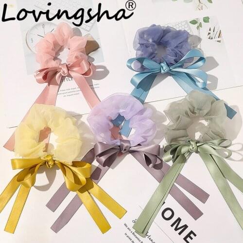 LOVINGSHA Bow Ribbon Hair Accessories For Ladies Women Hair Tie Girl Scrunchies Ponytail Hair Female Holder Rope FC231