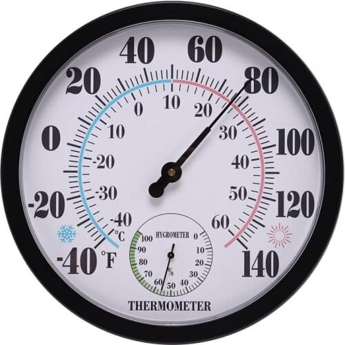 10 inch Indoor Outdoor No Battery Weather Thermometer Hygrometer Wall Hygrometer for Patio, or Decorative