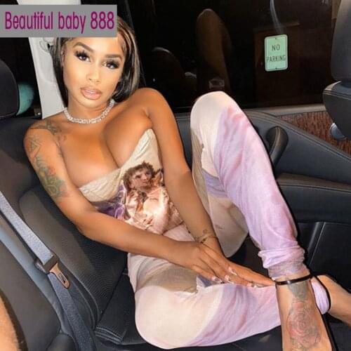 Meqeiss sweet Cartoon graphics off Strapless jum,psuits for women 2021summer sexy street casual wear high quality playsuit mujer