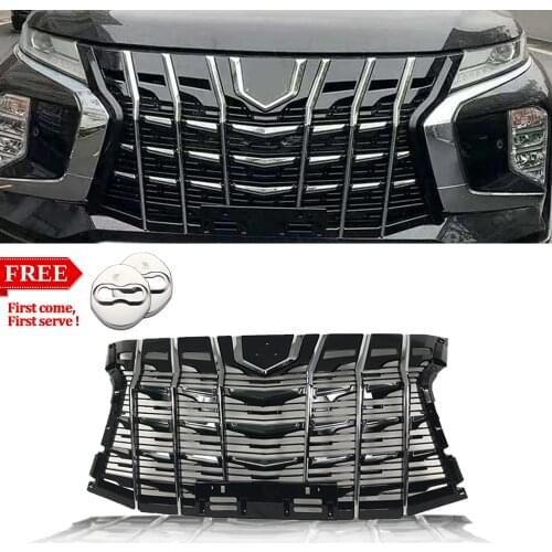 Modified For Pajero Sport Front Grill For Pajero Sports 2019 2020 2021 Car Racing Grills Mesh Mask Bumper Cover Radiator Grille