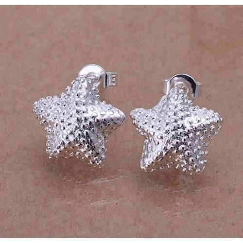 Fashion jewelry Earring For Women, Plated Earrings Polished Star Earrings E032 /LLGJTIJW DMVKTCLK silver color