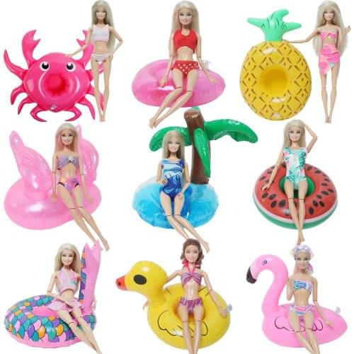 Fashion Swimsuit Lifebuoy Beach Ring Swim Pool Swimwear Bikini Clothes for Barbie Doll Accessories Baby Girl DIY House Toys