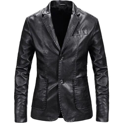 Men Blazer and Jackets Slim Fit Leather Jacket Fashion Black Party/Wedding/Business Blazer Leather Jacket Male Outwear 4XL