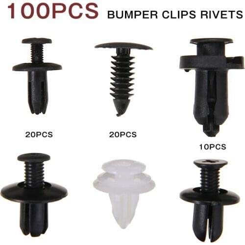 100pcs Plastic Bumper Clips Rivets 6 Size Model Fastener Clip Set Fit For Toyota Corolla for Honda Civic for Nissan