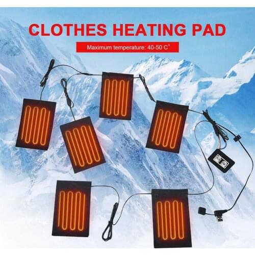 6 In 1 Clothe Heating Pad Fever Film USB Charge Electric Vest Jacket Heating Sheet Switch Heating Film Winter Temperature Adjust