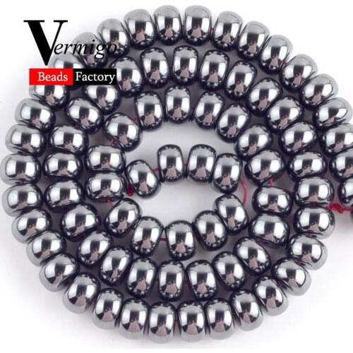 Natural Stone Black Hematite Rondelle Beads For Jewelry Making DIY Necklace Bracelet Charms 8*5mm Spacer Loose Wheel Beads 15"