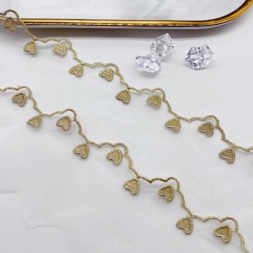 New gold embroidery lace love heart American net handmade diy net yarn gold thread Lolita Accessories