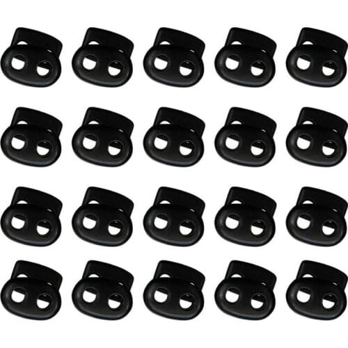 100pcs/lot Plastic Cord Lock Plastic Black Toggle Spring Clasp Stop Single Hole String Cord Locks Stopper Fastener Slider 5FM
