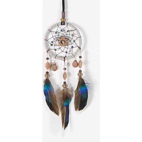 Handmade Dream Catcher Feathers Small Dream Catcher Car Hanging Decoration Girls Room Home Ornament with Feather Tassel for Car