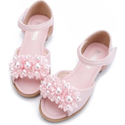 Girls Sandals 2020 New Summer Childrens Sandals Girls Non-slip Shoes Childrens Fashion Pearls Soft Bottom Princess Shoes