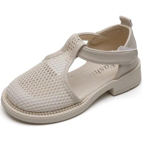 Kids Girls Round Toe Casual Cut-Outs Sandals 2021 Summer Fashion Anti-Slippery Breathable Outdoor Hollow Out Leather Shoes