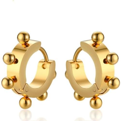 20MM Stainless Steel Golden emboss Lady earring European and American Ear Button Punk Earrings