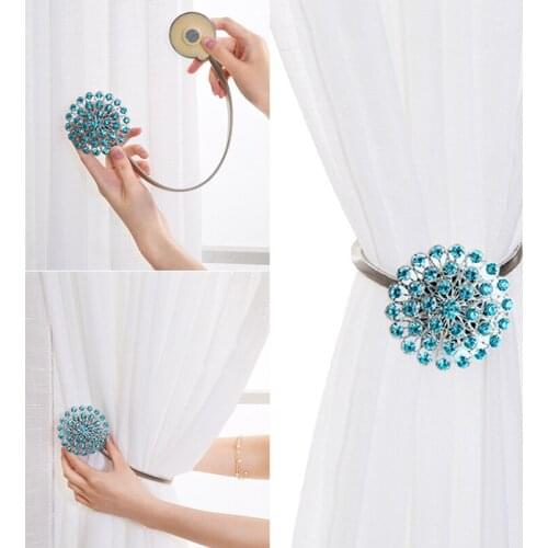 Curtain Straps Creative Decoration European Curtain Buckle Free Punch Hooks Curtain Decoration Wall Hook Magnet Strap HooksLD368