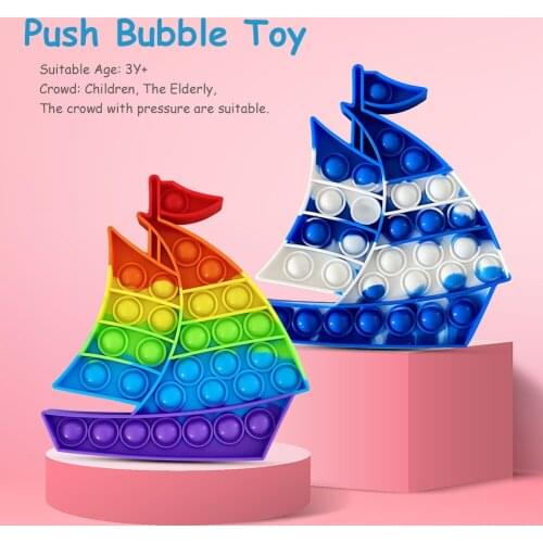 Sailing Boat Silicone Push Bubble Anti-Stress Fidget Toys Stress Reliever Squeeze Board Adults Children Decompression Toys Gifts