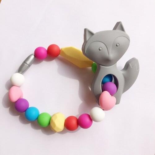 Fox teething toys Silicone Baby Pendant Toy or Necklace for Baby Carrier Food Grade Silicone Carrier pendant