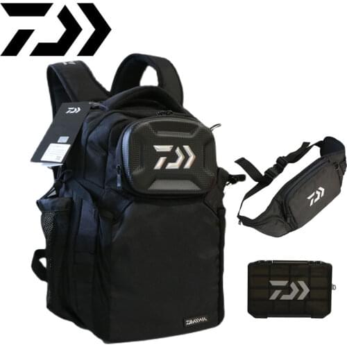 DAIWA Fishing Bag Detachable Belt Fishing Backpack Waist bag Lure Box 46cm*30cm*20cm Fishing Tackle Bag Multifunctional outdoor