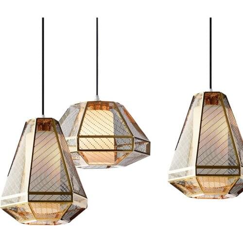 Postmodern Led Pendant Light Living Room Dining Room Lighting Creative Iron Lamps Design Industrial Luminaire Gold Luster
