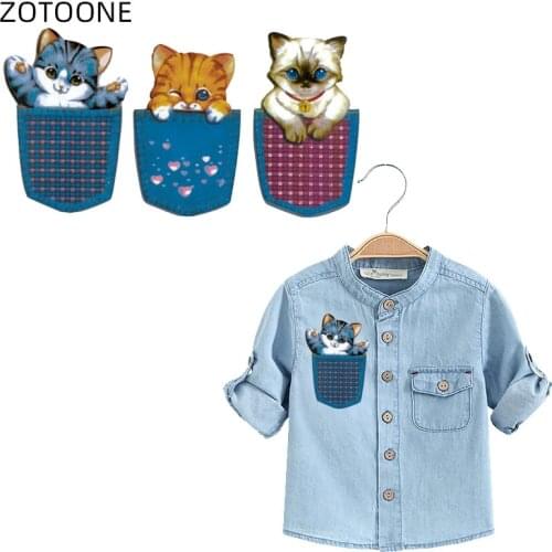 ZOTOONE Iron on Transfers Cat Patch for Clothes Denim Shirt Stickers for Kids Thermal Transfer Applications DIY Appliques G
