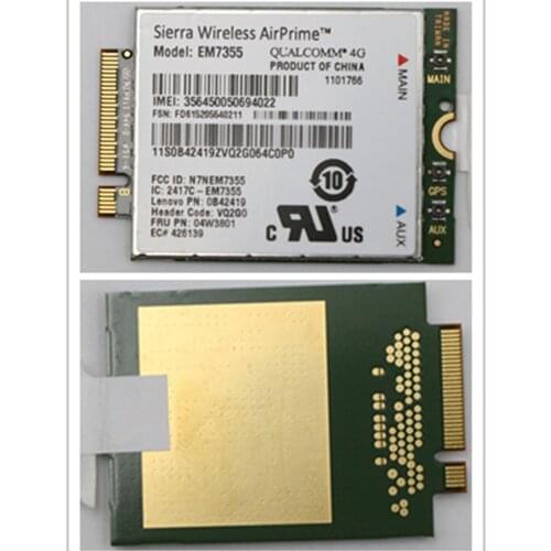 Thinkpad X240 X240S T440 T440S T440P L440 L540 W540 EM7355 Sierra Wireless LTE 4G WWAN Gobi5000 FRU 04W3801
