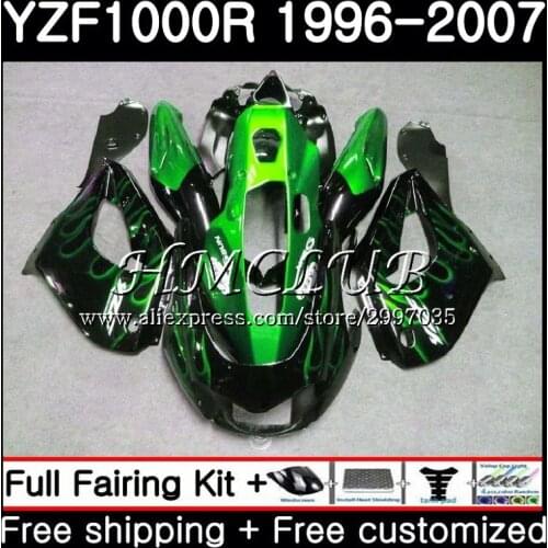 Thunderace Green flames For YAMAHA YZF 1000R 2002 2003 2004 2005 2006 2007 21HC.16 YZF-1000R YZF1000R 02 03 04 05 06 07 Fairing