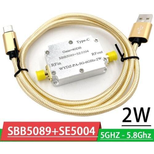 SBB5089+SE5004 5GHZ to 5.8Ghz 2W High Power Linear RF amplifier FPV image transmission signal FOR Ham Radio WIFI Jammer 5.2G 5G