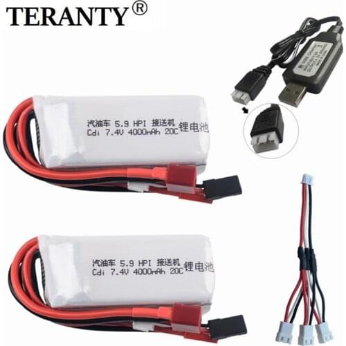 7.4v 4000mah lipo battery charger set for HPI XL OCTANE gasoline 5.9 1/8 for 7.4V 20C Cdi receiver lithium battery
