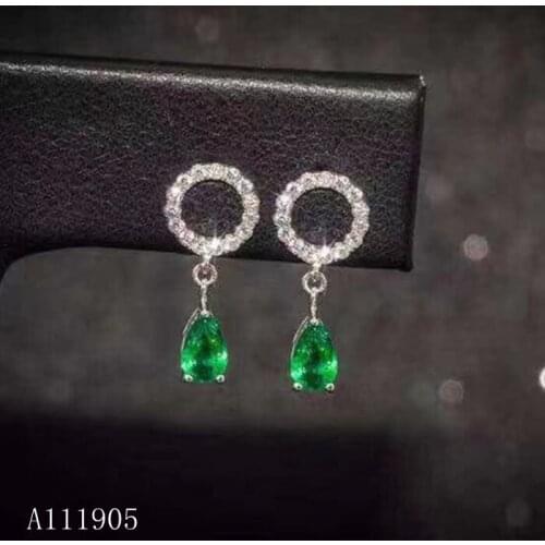 KJJEAXCMY boutique jewelry 925 sterling silver inlaid natural emerald green emerald female earrings new support detection