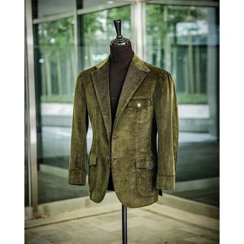 Winter Mens Corduroy Suit Top Plaid Singal Breasted Retro Smart Cacual 2021 Fashion Wedding Party Notched Long Sleeve Jacket