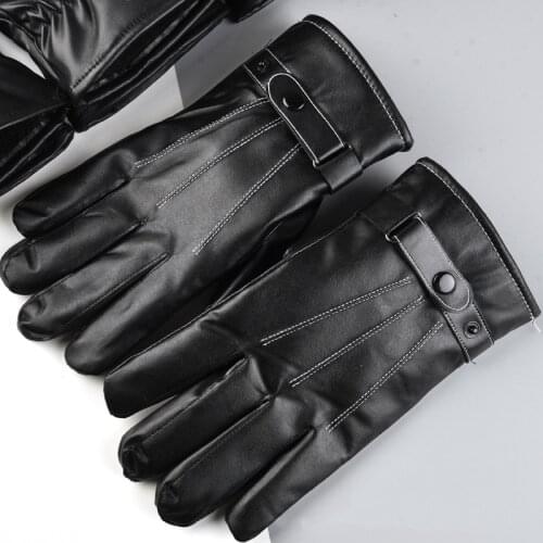 1 Pair of Mens and Womens Touch-screen Leather Gloves, Winter Riding Warmth, Waterproof, Outdoor Plus Velvet Padded Gloves