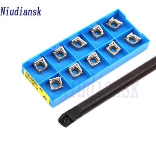 1pc S12M S16Q-SCKCR09 Internal Turning Tool Holder S20R-SCKCR09 S25S-SCKCR09 + 10pcs Carbide Inserts CCMT09T3 CNC Lathe Tool Set