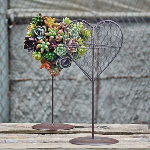 2 Pieces Iron Wire Wreath Succulent Pot Herb Flower Planter DIY Decor 17cm