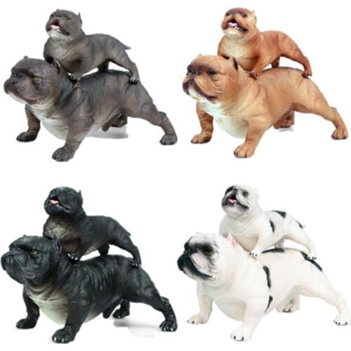 2Pcs American Bully Pitbull Family Dog Pet Animal Figure Collector Educational Toys Model Decoration Kid Birthday Gift