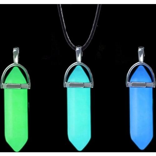 2021 Halloween Noctilucent Glowing Necklace Bullet Hexagonal Column Luminous Necklace