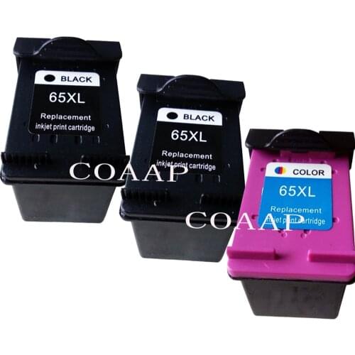 3PCS Compatible ink for hp65 Black + Tri-Color Refillable for HP 65 65xl DeskJet 3752 3755 3720 3722 3723 3732