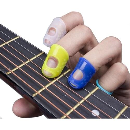 4 Pcs Guitar String Finger Protector S M L Random Color Fingerstall Silicone Finger Ballad Guitar Parts Guitar Accessories