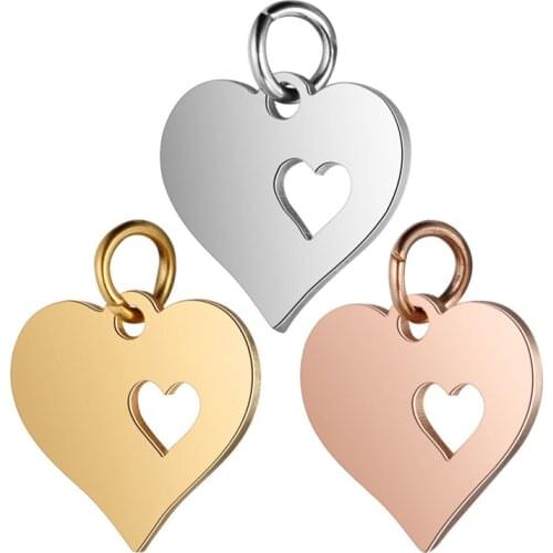 4pcs/lot Stainless Steel Heart Charms For Necklace Pendant Charms DIY Jewelry Making Handmade Craft Jewelry Findings