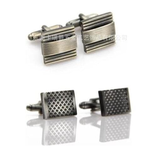 5pairs/lot Vintage Rectangle Business Cufflinks Retro Plating Checker Pattern Cuff Links Mens Jewelry Gift Wholesale