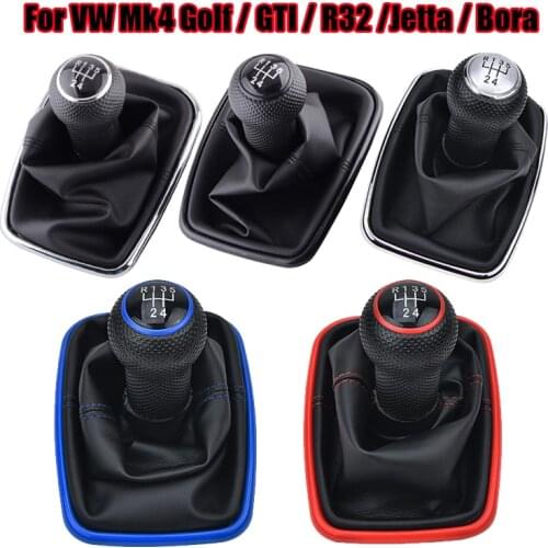 5 Speed Gear Shift Knob Lever Shifter Gaitor Boot PU Leather For Volkswagen 2003-2008 Golf 4 IV MK4 GTI R32 For VW Bora Jetta MT