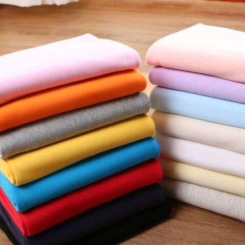 50*185cm Cotton Class A Cotton Wool Knitted Fabric Spring And Autumn T-shirt Qiuyi Qiuku Double-sided Fabric Pure Color