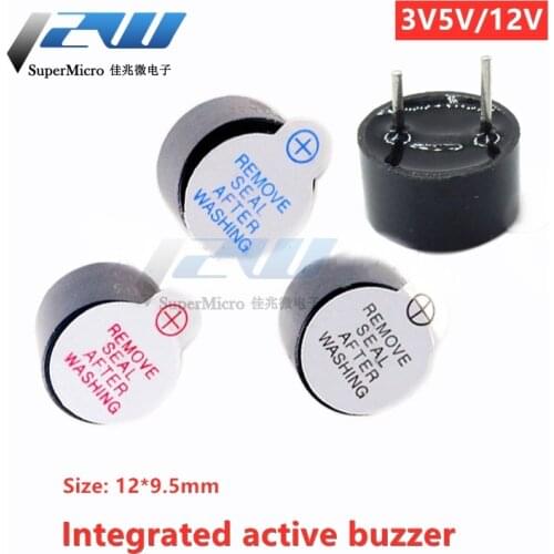 10Pcs Active Buzzer 3V 5V 12V Long Beep Tone Magnetic Alarm Buzzer 12mm MINI Active Piezo Buzzers Fit For Computer Printers