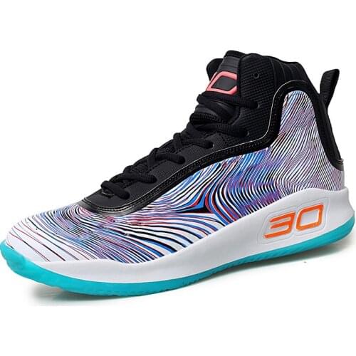 New Men high cut Basketball shoes Breathable anti-skid Wear-resistant Lace-up sneakers outdoor Couple jogging walking shoes