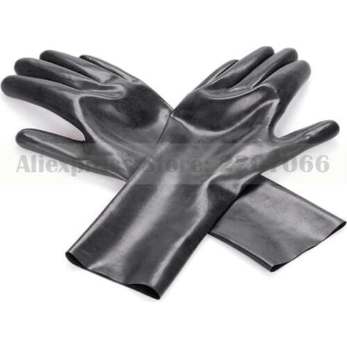 Seamless Solid Black Rubber Latex Fetish Short Gloves RLM033